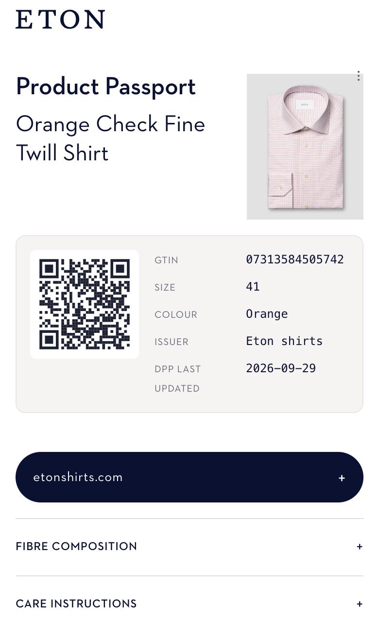 Eton passport: Orange check fine twill shirt