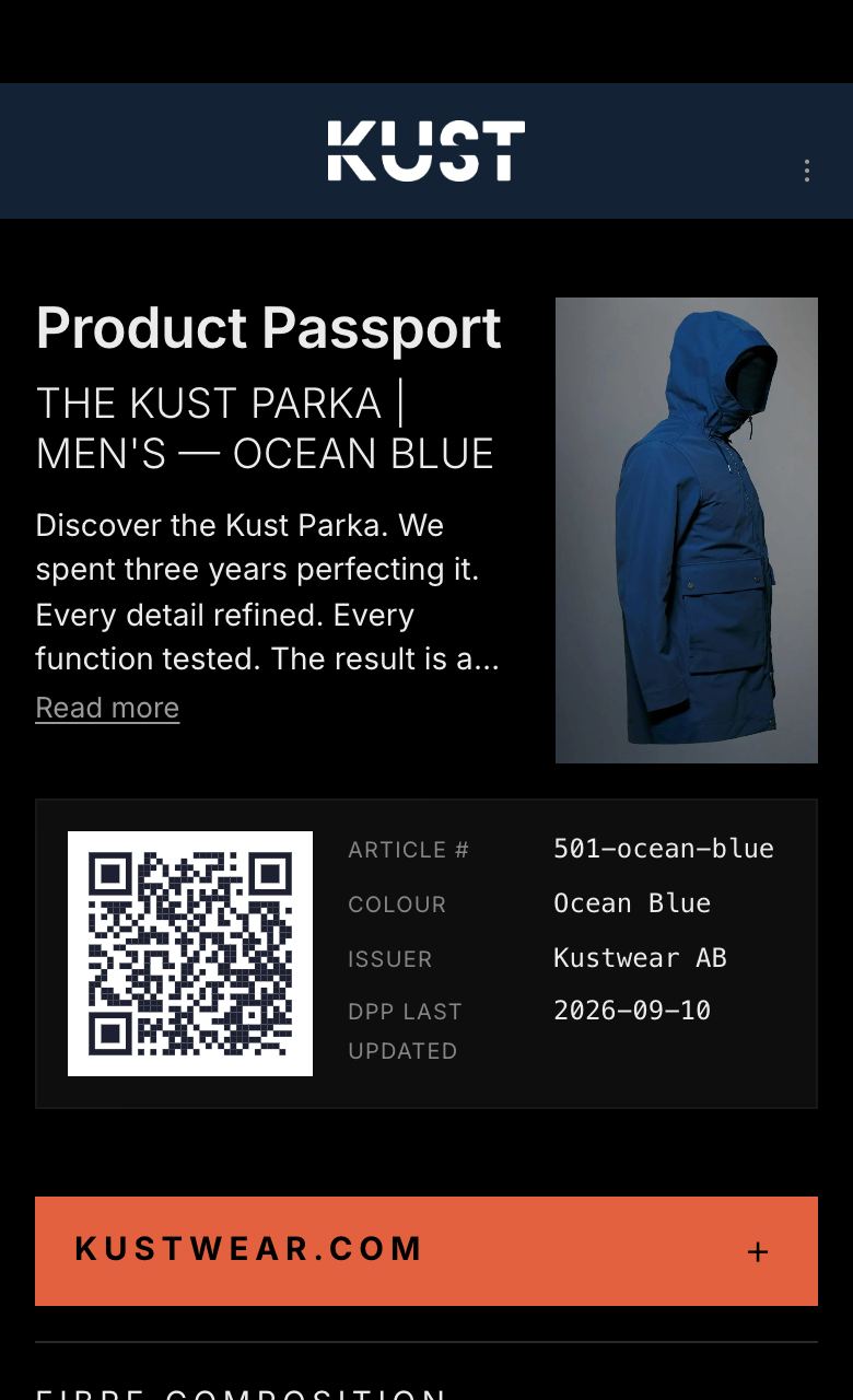 Kustwear passport: The Kust Parka, Ocean Blue